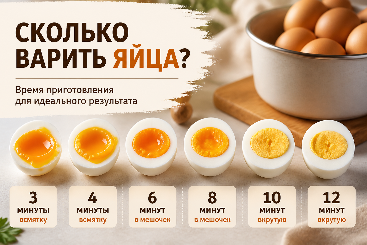 Сколько варить яйца: таблица времени и советы
